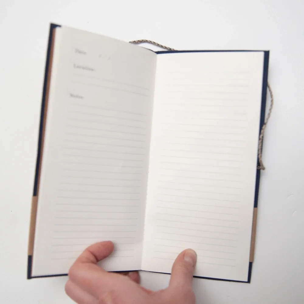 Print Fresh Fabric Travel Journal 10-Day Itinerary in Navy Blue